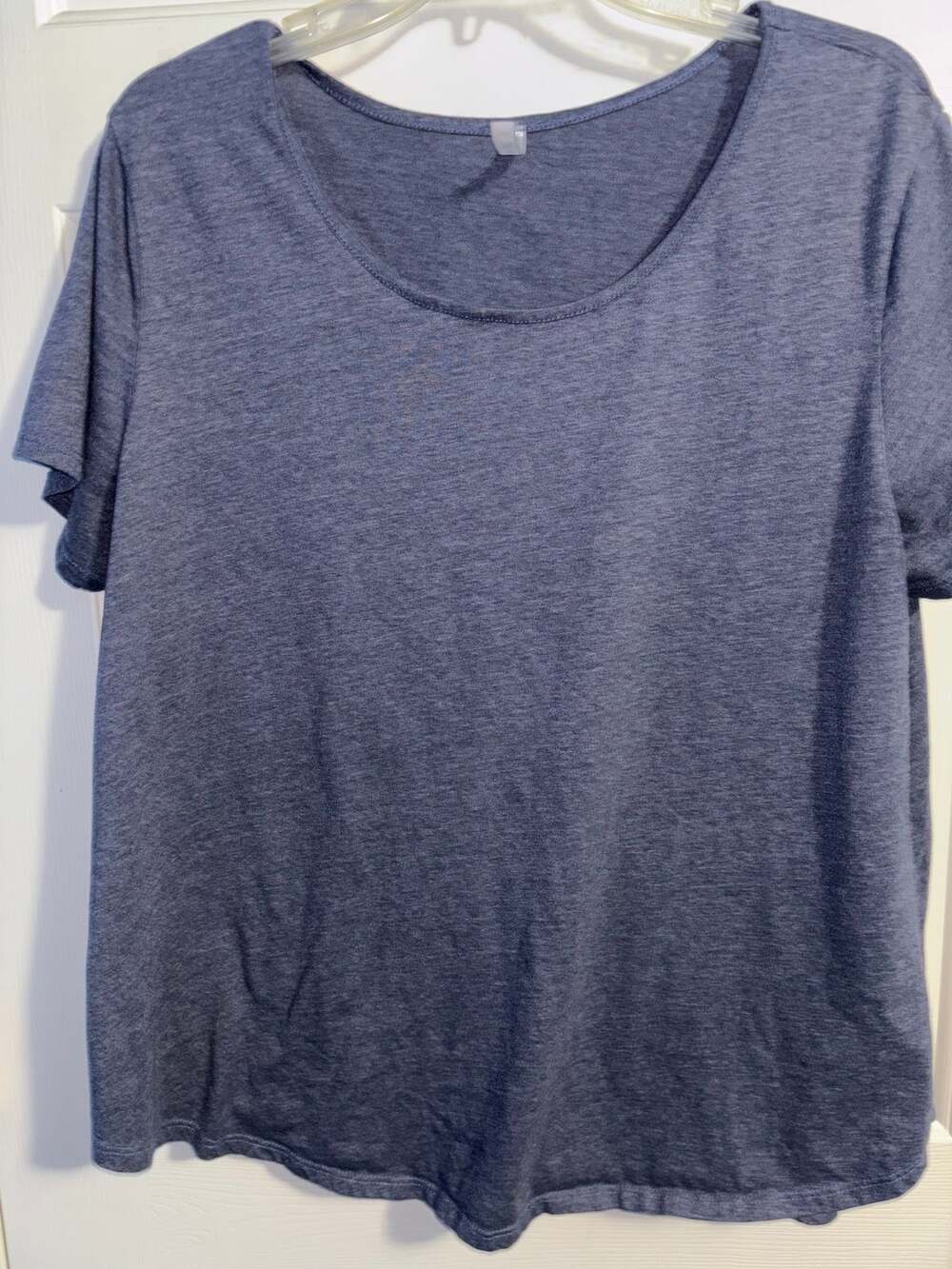 Hanger 55 T Shirt Womens 2XL Heather Blue Charcoal Scoop Neck Short Sleeve Top